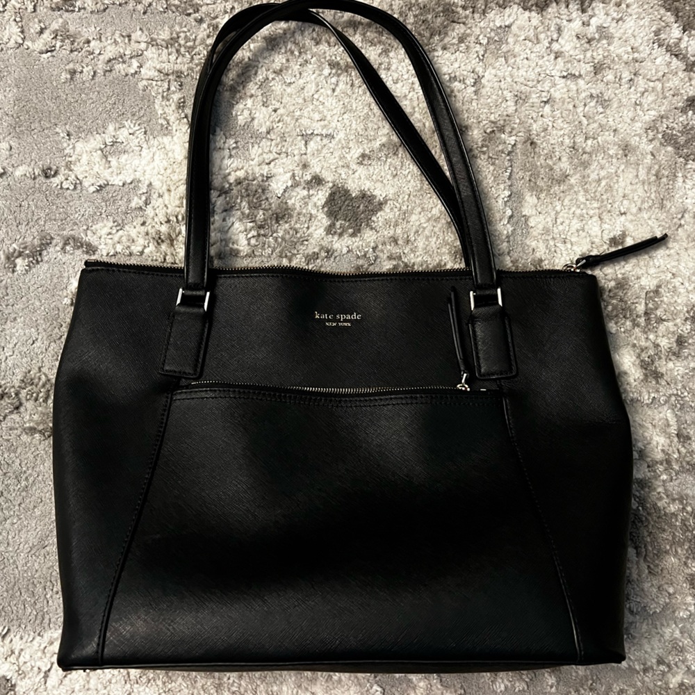 KATE SPADE NEW YORK Black Cameron Pocket Saffiano Leather Tote